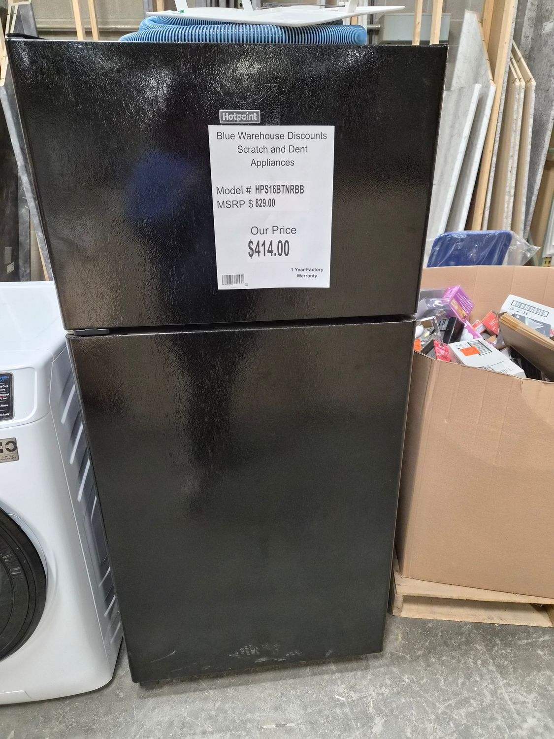 Scratch &amp; Dent Recessed Handle Top-Freezer Refrigerator HPS16BTNRBB