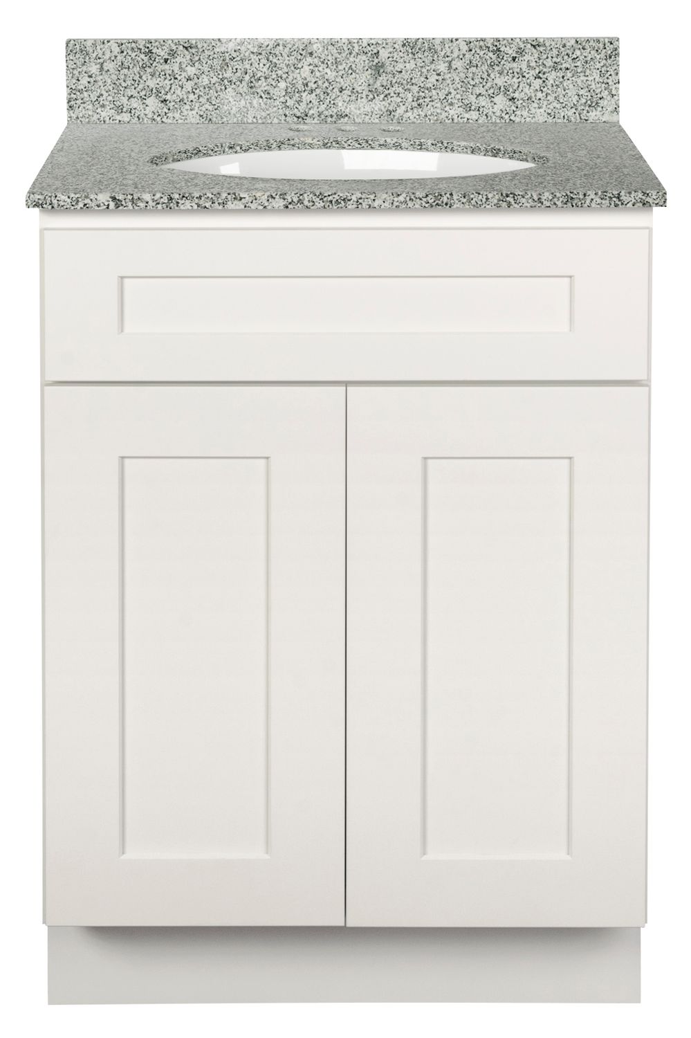 Shaker White Vanity Cabinet 24"W x 21"D x 34 ½"H - 2 Doors, Top Blank