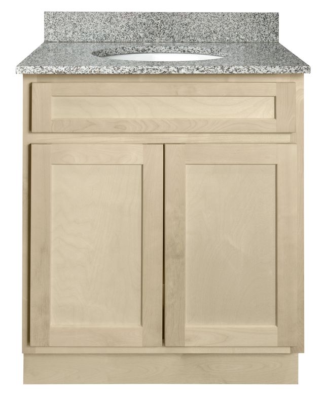 Unfinished Shaker Vanity: 30"W x 18"D x 34 ½"H - 2 Doors, Top Blank V3018