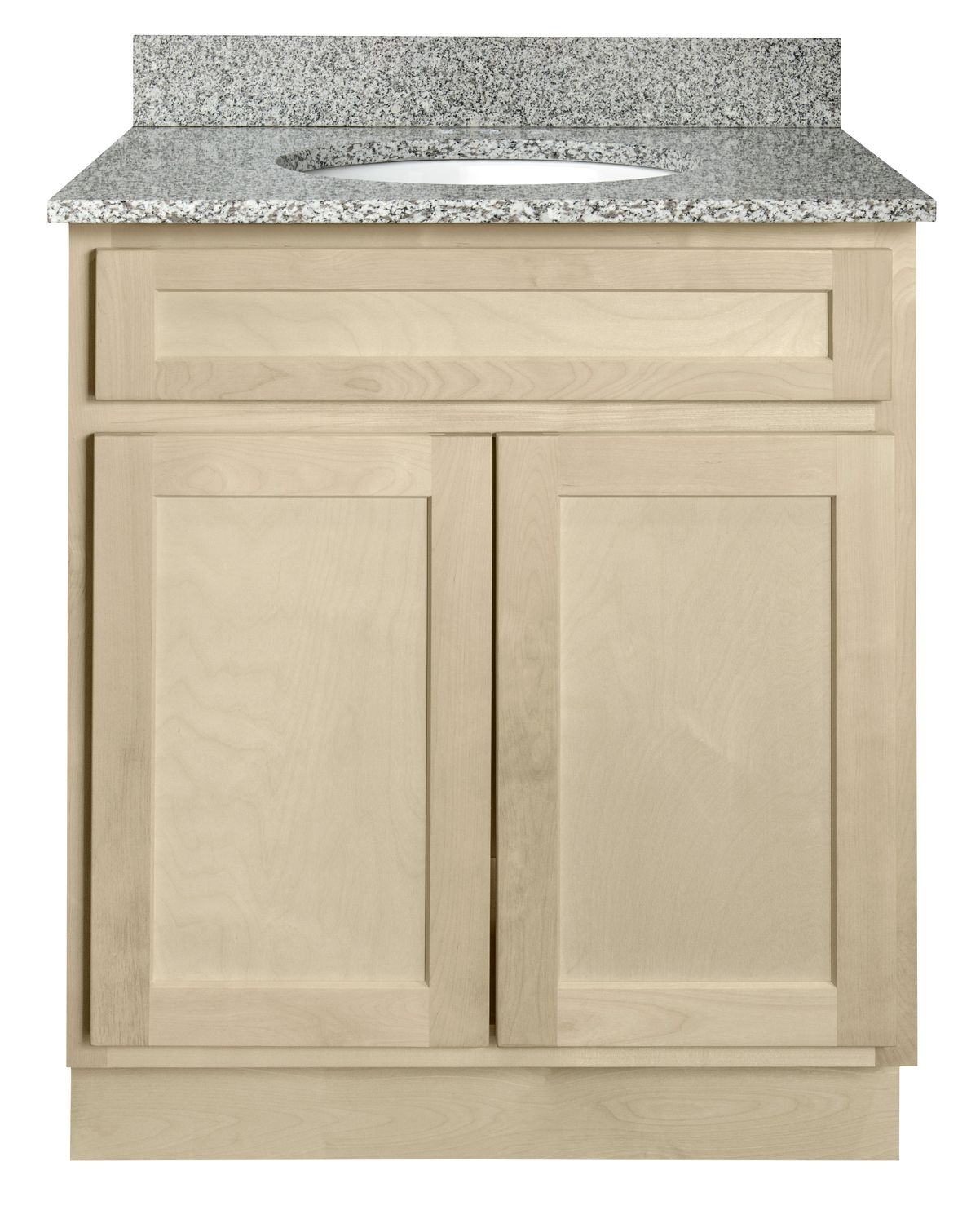 Unfinished Shaker Vanity: 30"W x 21"D x 34 ½"H - 2 Doors, Top Blank V3021