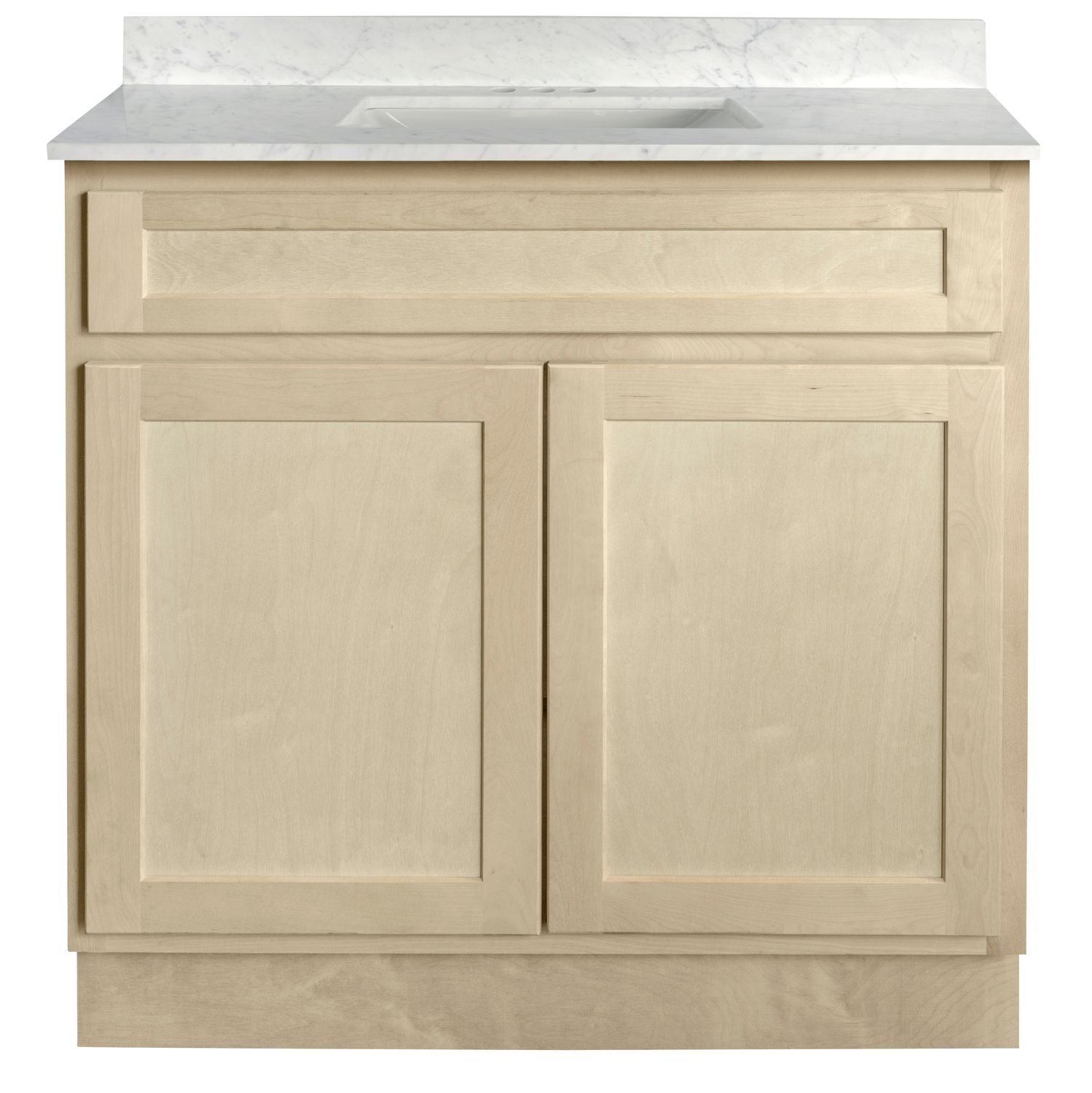 Unfinished Shaker Vanity: 36"W x 21"D x 34 ½"H - 2 Doors, Top Blank V3621