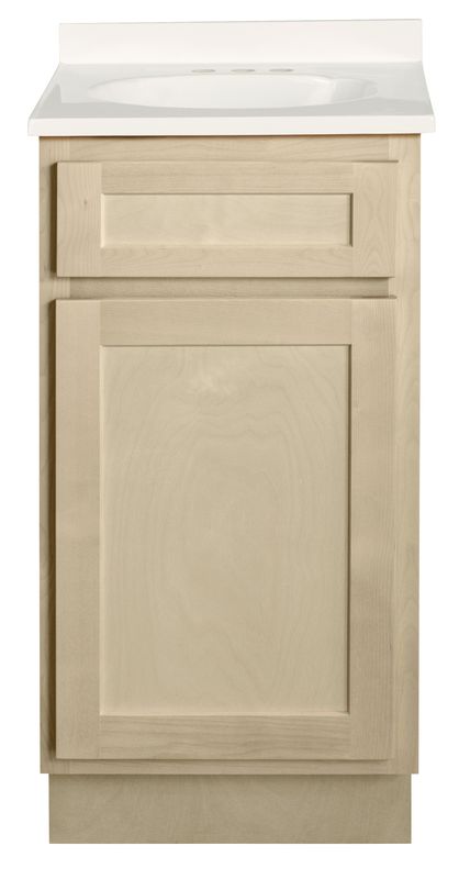 Unfinished Shaker Vanity: 18"W x 16"D x 34 ½"H - 1 Door, Top Blank V1816