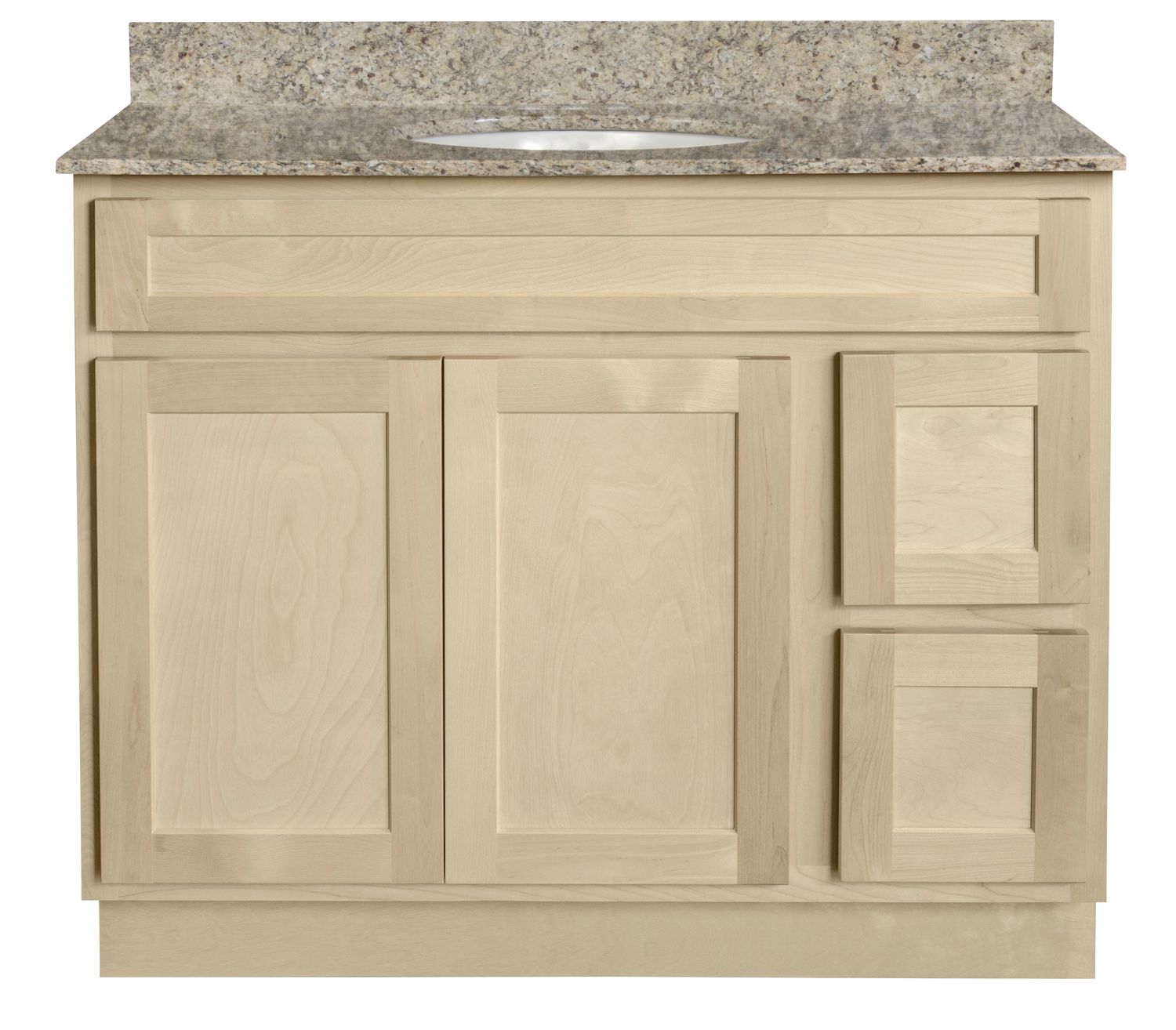 Unfinished Shaker Vanity: 42"W x 21"D x 34 ½"H - 2 Doors, 2 Dra (R), Top Blank V4221D