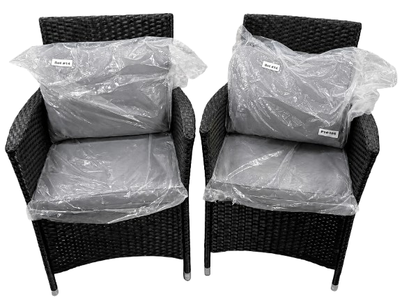 PRK-710-C Parksville Patio Dining Armchair Set - Black with Ash Grey Cushions, 2pc