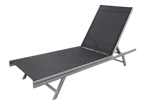 PJR-309-R Weather Resistant Black Mesh Reclining Patio Lounger