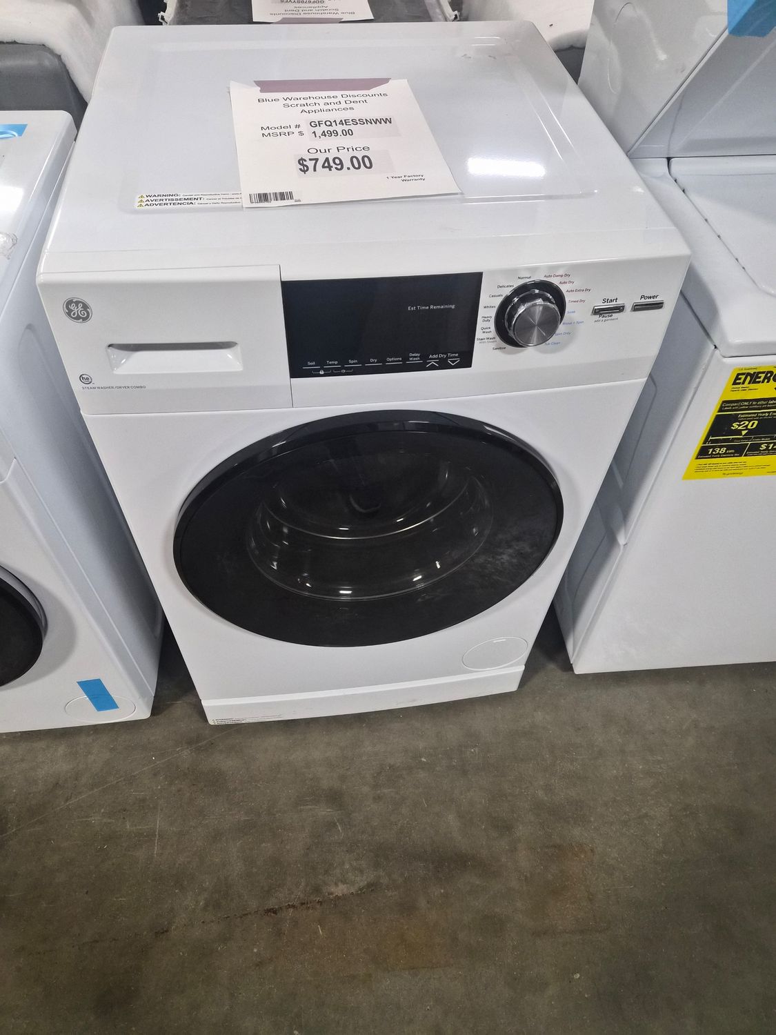 Scratch &amp; Dent GE® Washer/Dryer Combo GFQ14ESSNWW