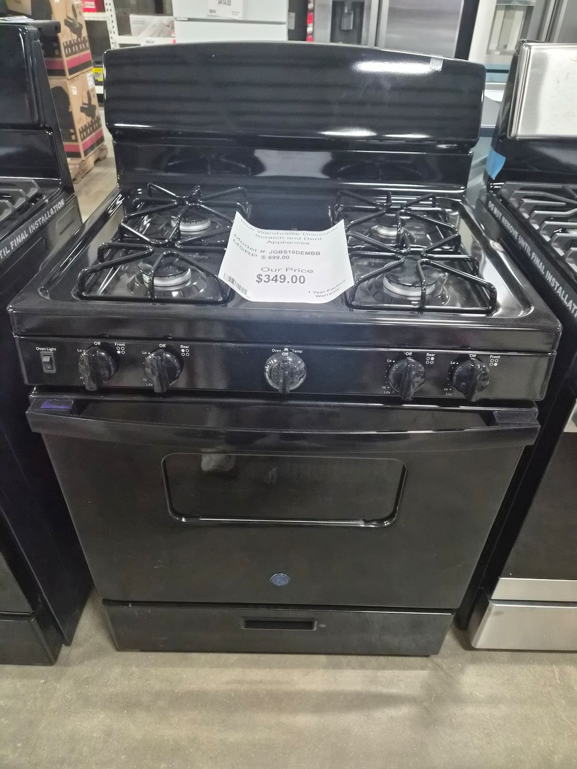 Scratch &amp; Dent GE 30" Free-Standing Front Control Gas Range JGBS10DEMBB