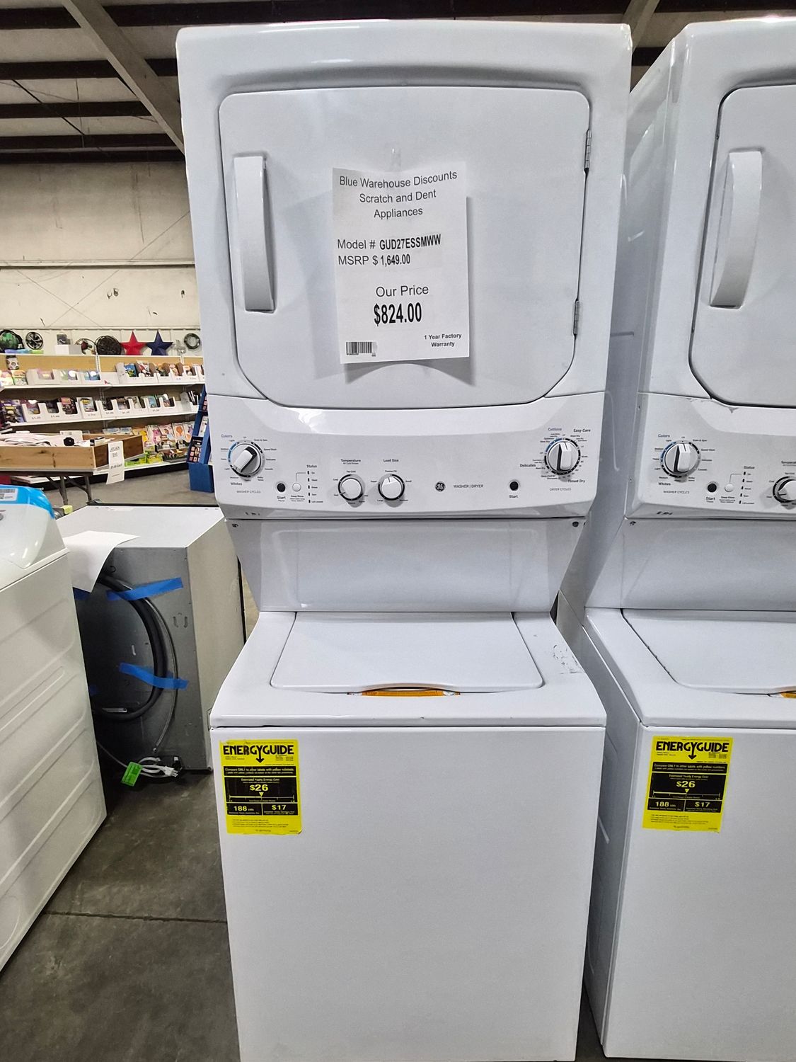 Scratch &amp; Dent GE Laundry Center Washer Dryer Combo GUD27ESSMWW