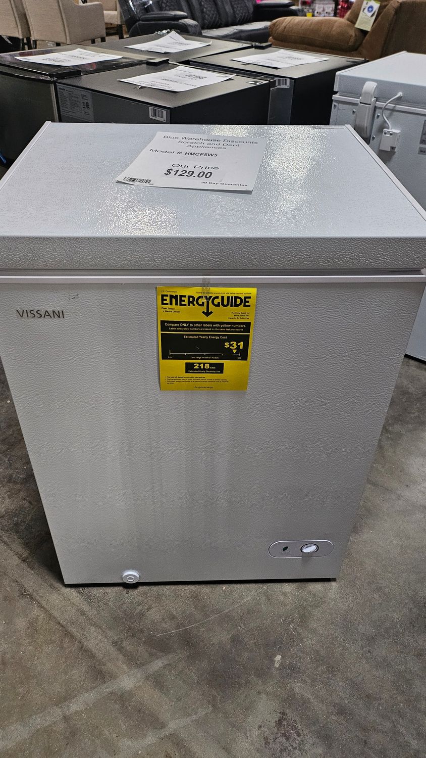 30 Day - Scratch &amp; Dent 5CuFt Vissani Chest Freezer