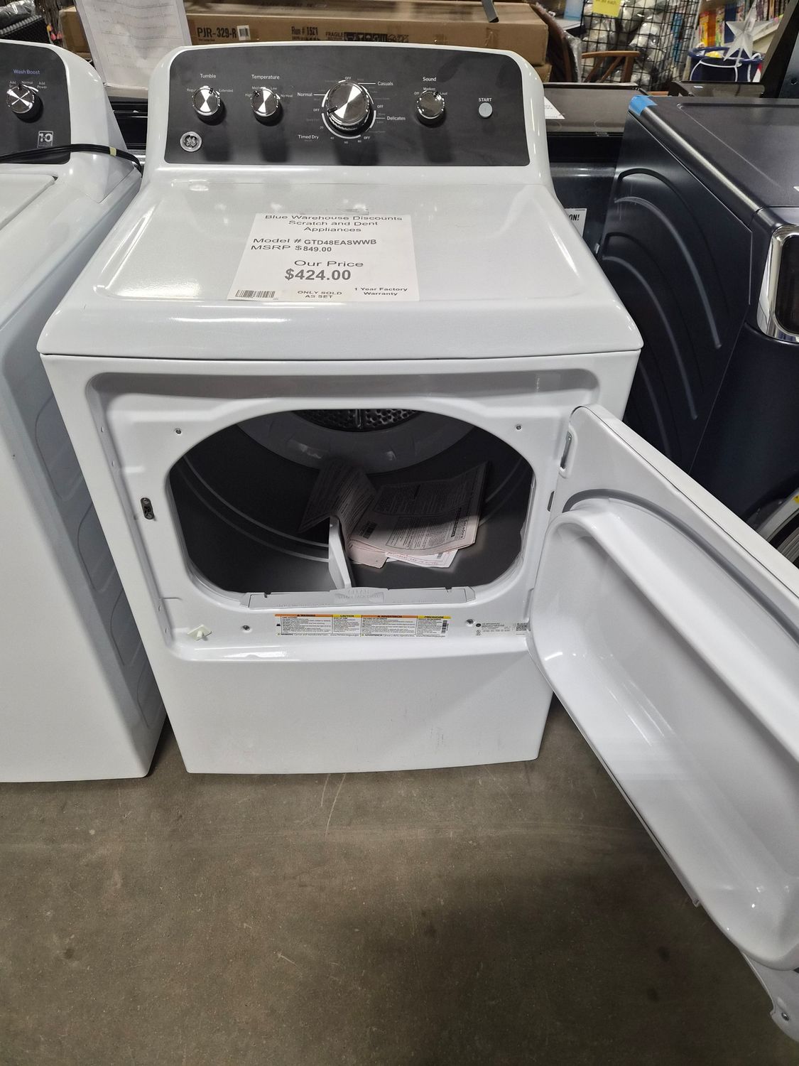 Scratch &amp; Dent GE® 7.2 cu. ft. Capacity Electric Dryer GTD48EASWWB