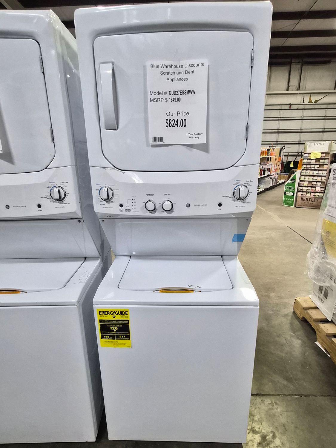 Scratch &amp; Dent GE 3.8 cu. ft. Capacity Laundry Center GUD27ESSMWW