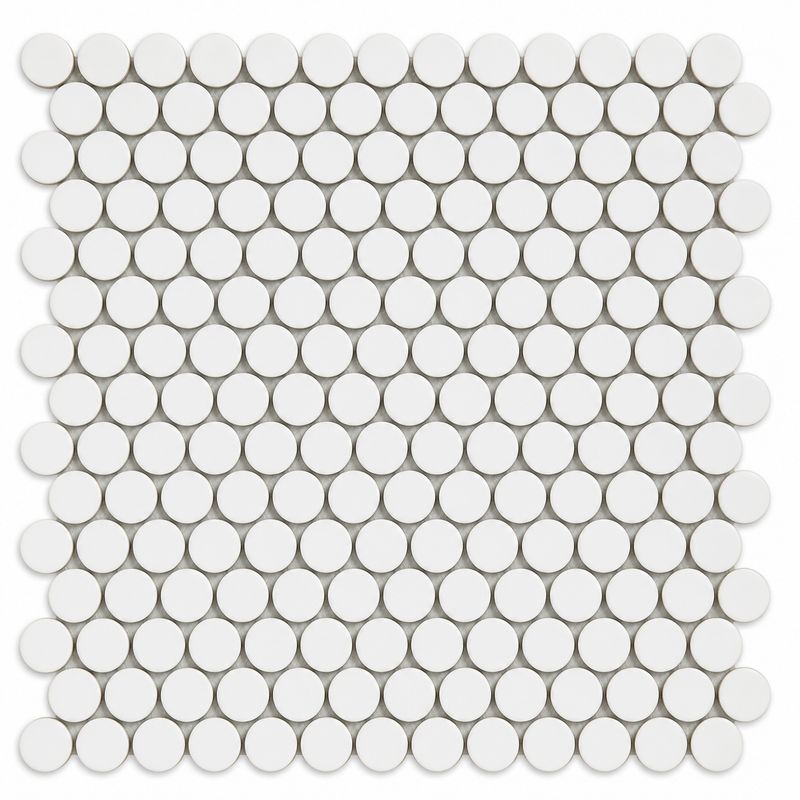 ANTHPOPRWM WHITE MATTE 3/4 INCH PENNY ROUND Porcelain Backsplash Tile