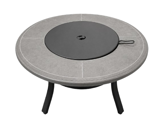 WHITFIELD 38" STEEL OUTDOOR FIRE PIT W/ CONCRETE TOP
