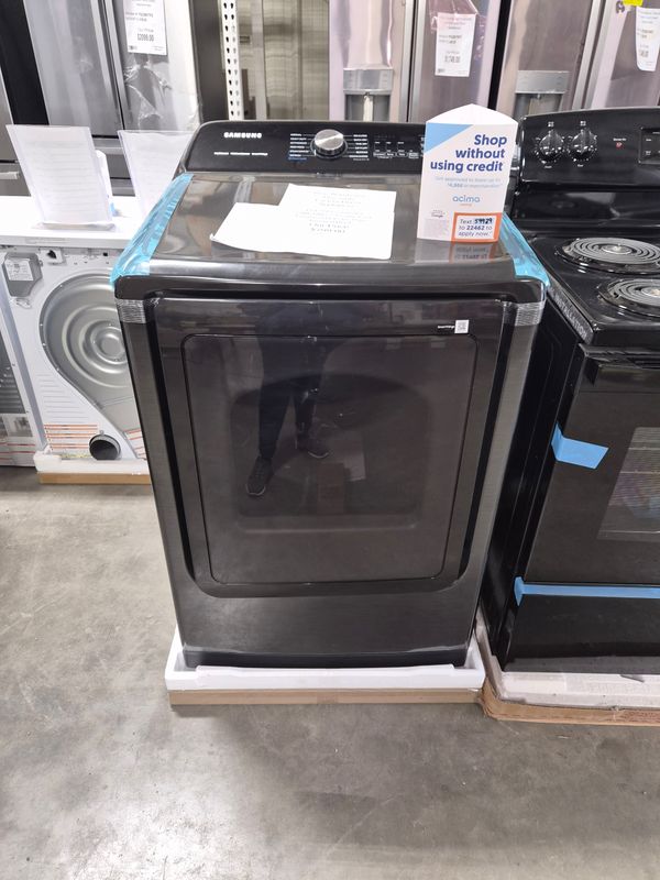 SAMSUNG 7.4 Cubic Foot Top Load Electric Dryer with Steam Sanitize Plus, Wi-Fi Enabled, Sensory Dry, Smart Care, Internal Drum Light, Reversible Door in Brushed Black DVE55CG7100VA3