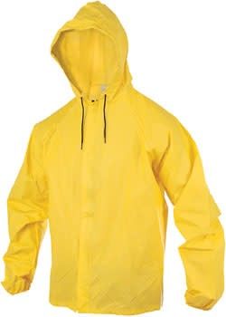 7-18 O2 Rainwear Hooded Rain Jacket with Drop Tail: Yellow MD