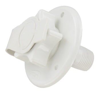 Water Inlet, 2-3/4" Plastic Flange, MPT, White, Bulk