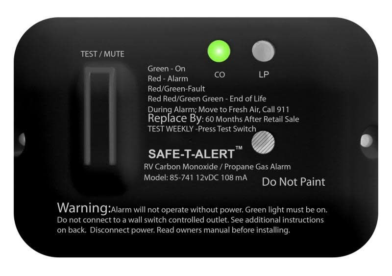 SAFE T Alert Dual Carbon Monoxide &amp; Propane Gas Alarm  Black