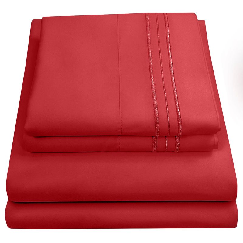 Sweet Home 1800 Thread Count Cal King 4 Piece Sheet Set, Red