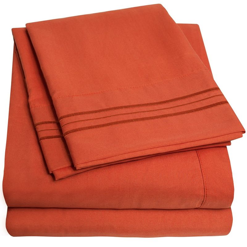 Sweet Home 1800 Thread Count Cal King 4 Piece Sheet Set, Orange