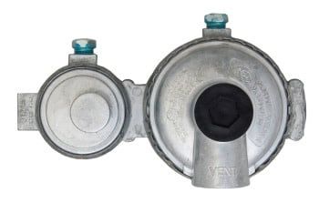 Propane Regulator; Excela-Flo; 1/4 Inch FNPT Inlet x 3/8 Inch FNPT Outlet With 90 Degree Vent; Two Stage; 175000