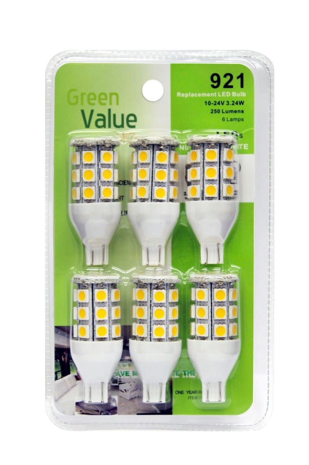 single, 250 Lumens Natural White 921 Wedge base Tower LED Bulb
