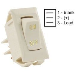 Labeled 12V On/Off Switch, Ivory