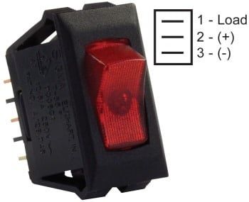 Illuminated 12V On/Off Switch, Red/Black