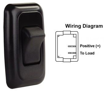 Single On/Off Rocker Switch Assembly w/Bezel, Black