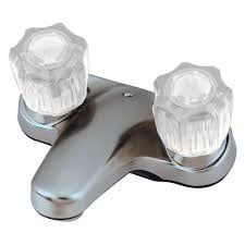 Faucet-4&quot; Plastic Lavatory W/ Crystal Hdls Chrome