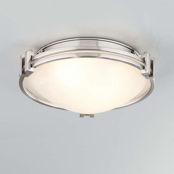 12&quot; Width Flush Mount Ceiling Fixture-Brushed nickel