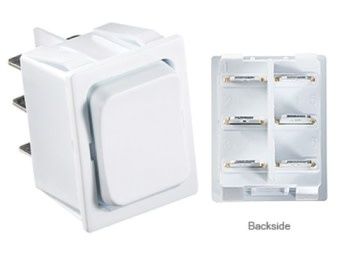 Black Rocker Switch, 5 A, Momentary On/Off Momentary On - DPDT - Cut-Out .872&quot; x 1.071&quot;
