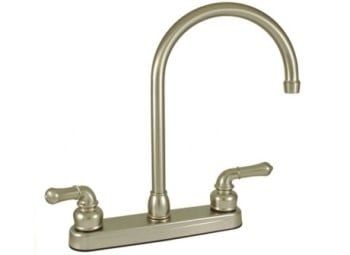Faucet-8&quot; Plastic Kitchen W/ Gsnk Spt &amp; Tpt Hdls Nickel