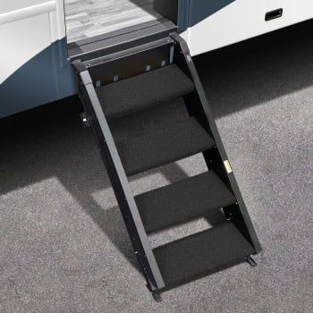 Trailhead Step Rug 19.5 In. W (4 Pc Set) Fits MORryde 2nd Generation StepAbove 4 Step (STP-4-27-05H &amp; STP-212) - Obsidian Black