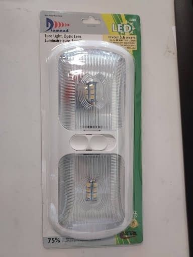 LED Dbl. Euro Dome,12v, 3way Switch,430L,3500K