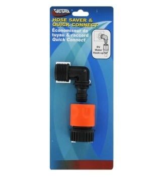 Hose Quick Connect, Plastic w/ 90* Hose Saver, Carded