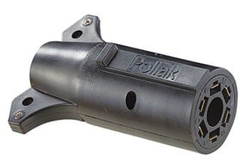 7-Way RV To 6-Way Round Adapter (Auxiliary Pin in Center)