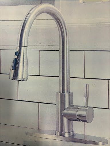 Kitchen faucet w pull down brushed nickel