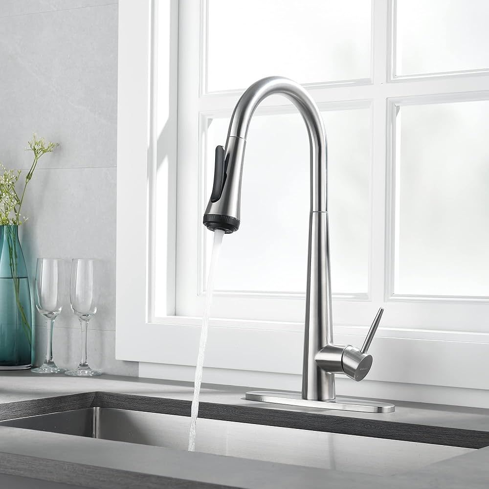 4 Mode Kitchen Faucet w/ Sprayer Brushed Nickel