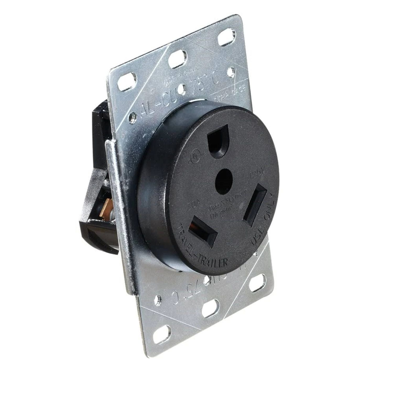 30 AMP Flush Receptacle in Plate