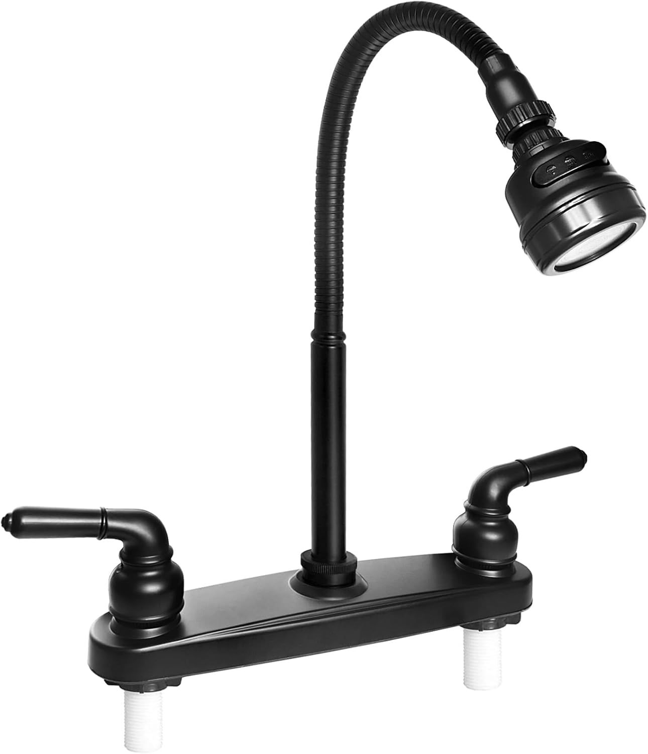 Rv kitchen faucet, camper 2 handle flex spout 360 BLK
