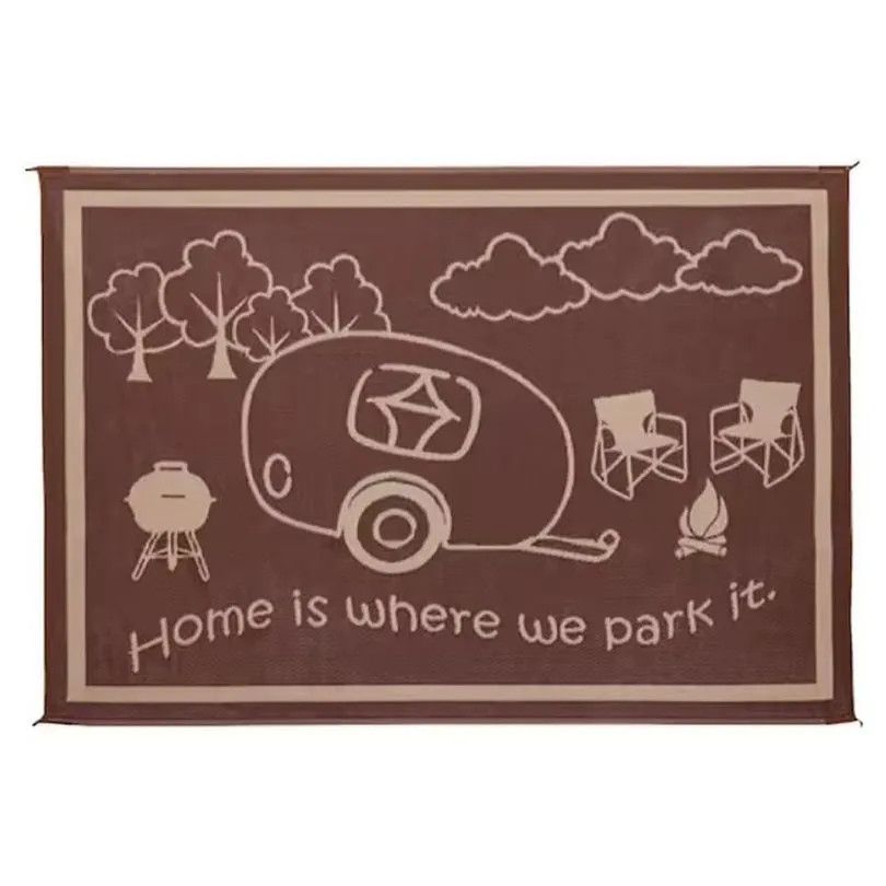 RV Home Mat with Lights, Brown/Beige 8x18