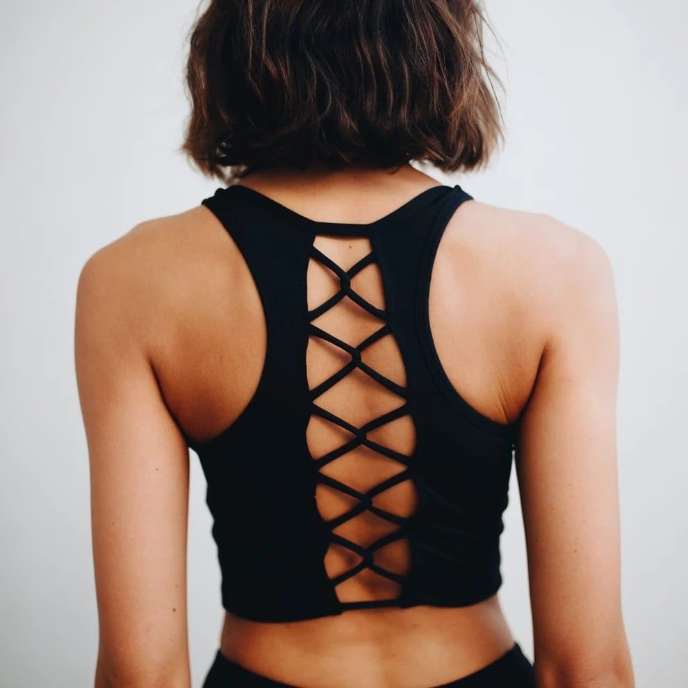 Laced Up Crop Top, Color: Black, Size: Small