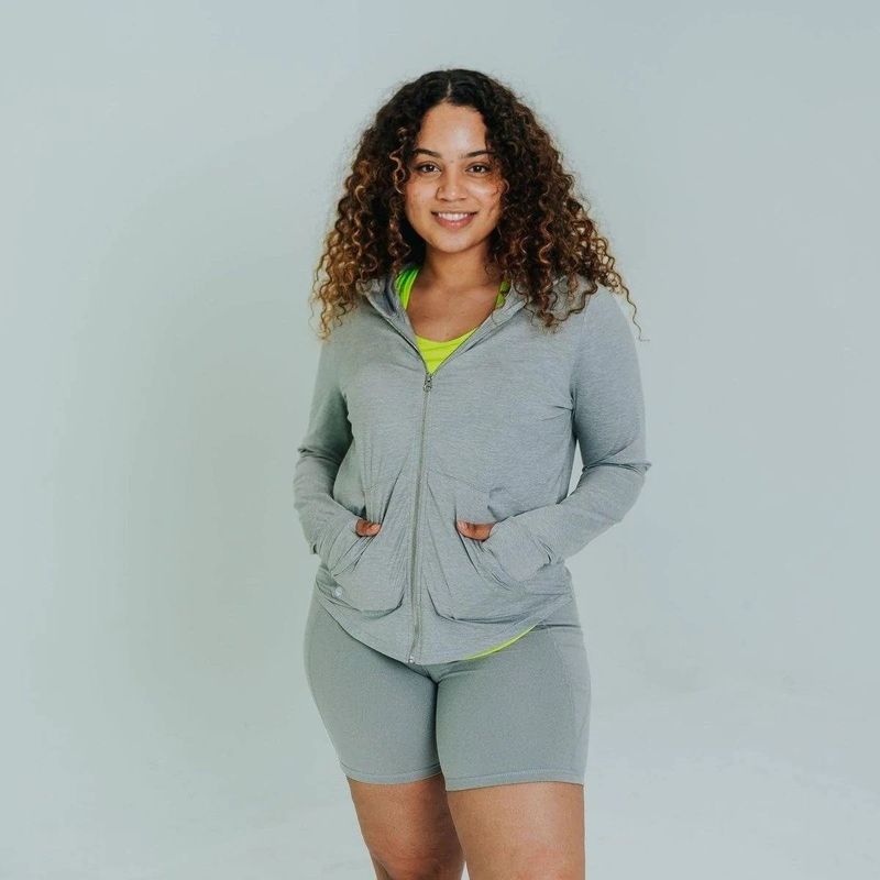 Bestie Zip Up Hoodie, Color: Heathered Gray, Size: Small