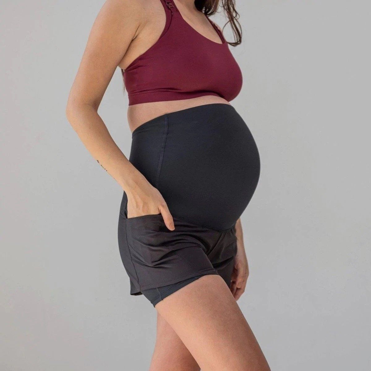 Belly Support Maternity Shorts, Color: Black, Size: Small