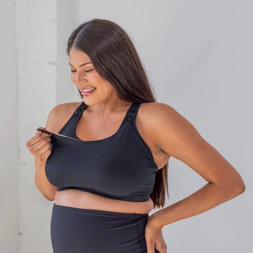 Go With The Flow Nursing Sports Bra, Color: Black, Size: Small