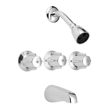 3- Spray 3-Handle Tub and Shower Faucet with Metal Knobs in Polished Chrome (Valve Included)