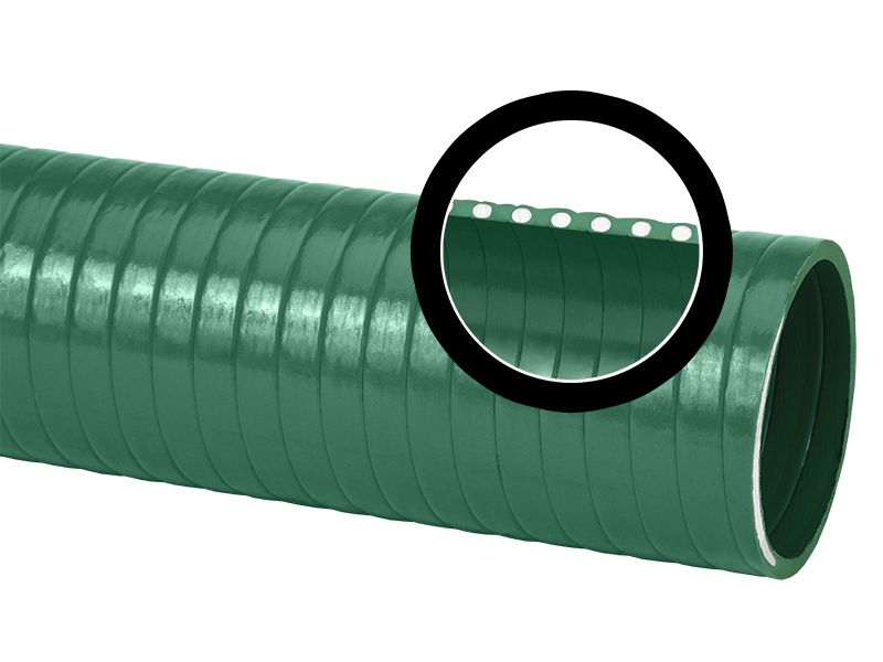 Green PVC Suction Hose (Priced per Ft), Size: 2&quot; x 100&#39;