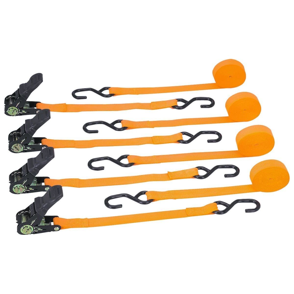 400 lb. Capacity 1 in. x 15 ft. Ratcheting Tie Downs 4 Pc