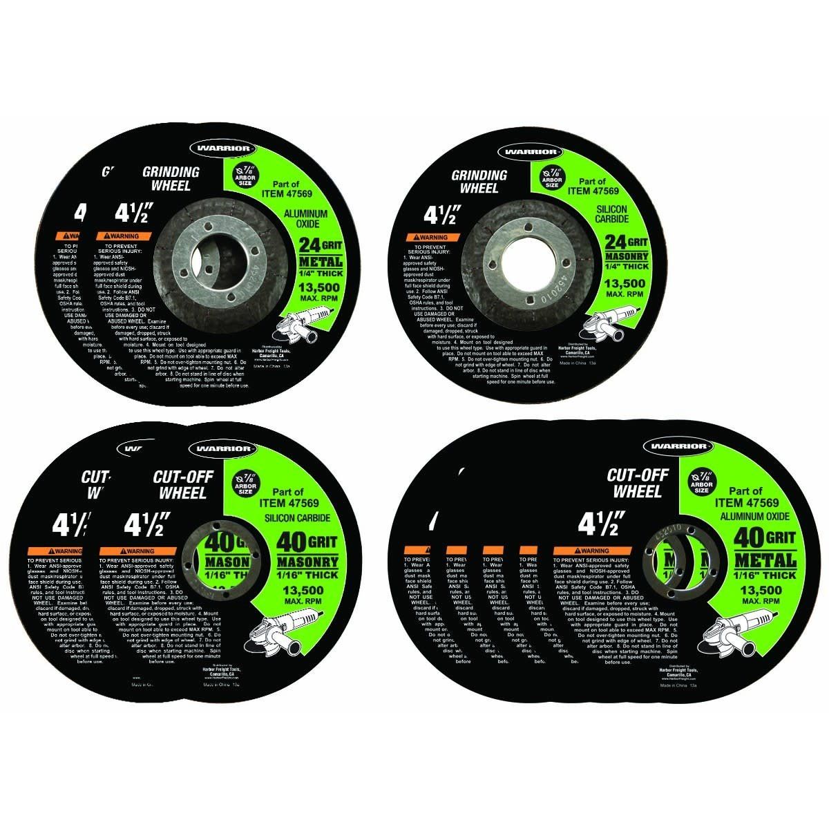 4-1/2 in. Metal/Masonry Grinding/Cut-off Wheel Assorted Set 10 Pc