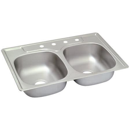 DOUBLE BOWL STAINLESS STEEL KITCHEN SINK 33 X 22 X 8